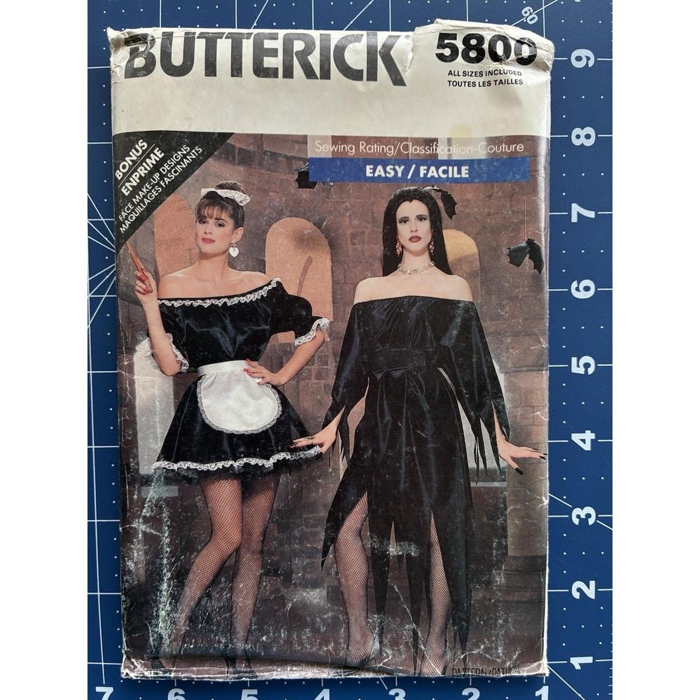 Butterick 5800 Misses' Halloween Costume Pattern Maid Vampire Goth Sizes 6-18 UC